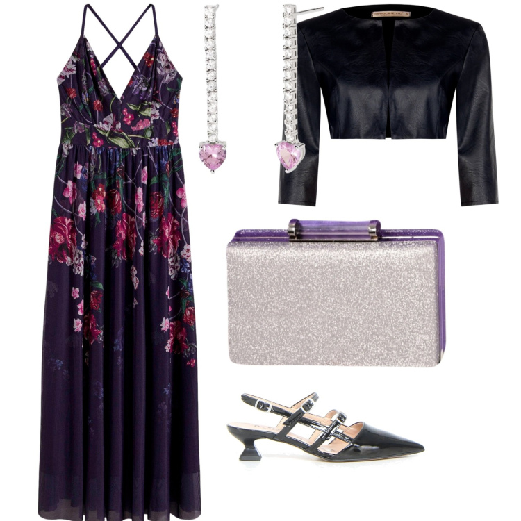 Outfit donna - Cerimonia estiva. per Serata fuori. Abbinamento con vestiti lunghi, orecchini, bolero, pochette, décolleté.