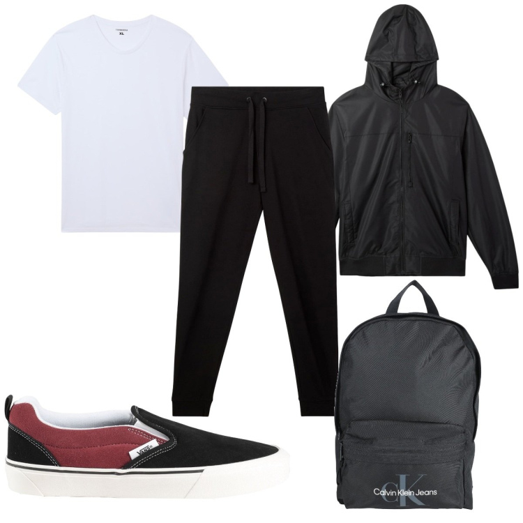 Outfit uomo - Total look #2170372. Stile Trendy per Sport. Abbinamento con sneakers, borse sportive, t-shirt, giacche, pantaloni.