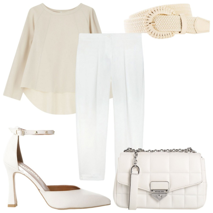 Outfit donna - Total look #2170382. Stile Minimal per Tutti i giorni. Abbinamento con cinture, borse a tracolla, felpe, décolleté, pantaloni.