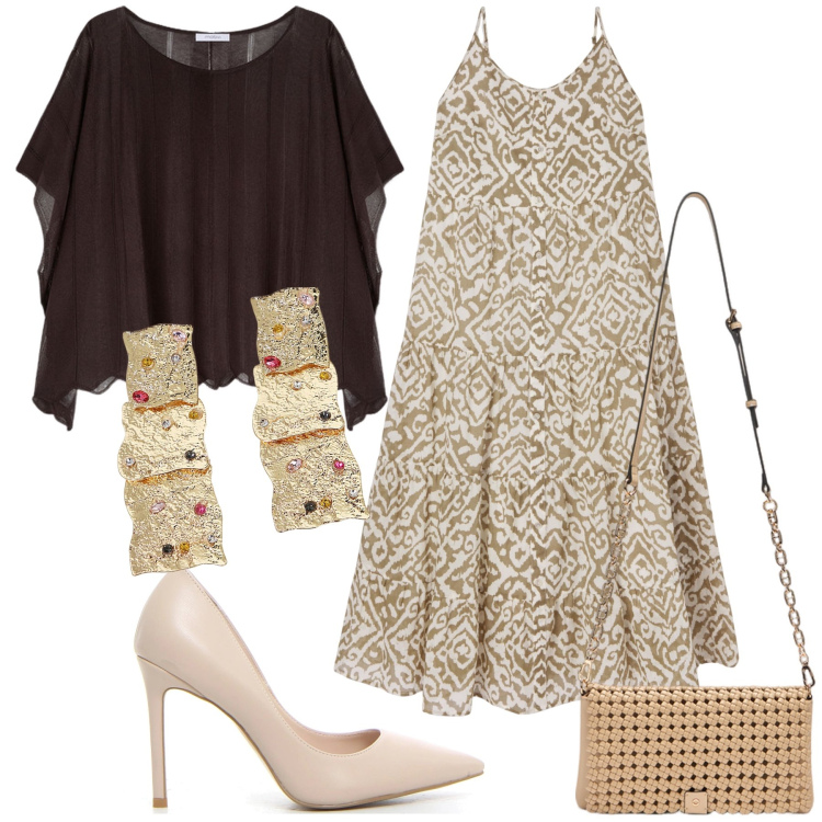 Outfit donna - Cerimonia di primo pomeriggio. Stile Bon Ton per Cerimonia. Abbinamento con vestiti lunghi, orecchini, cappotti, décolleté, clutch.