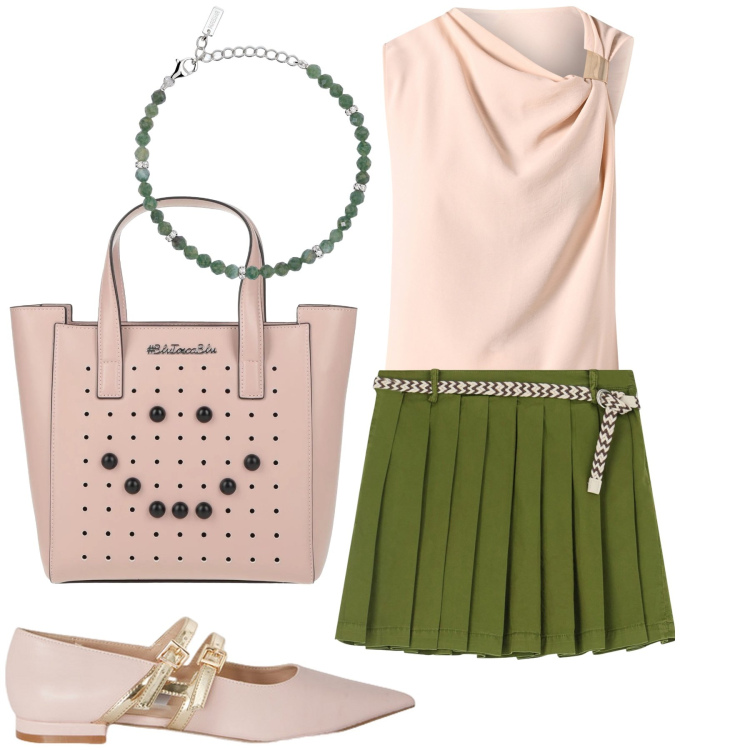 Outfit donna - Always a smile. Stile Bon Ton per Ufficio. Abbinamento con borse a mano, minigonne, braccialetti, top, ballerine.