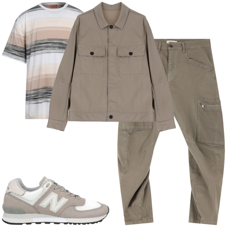 Outfit uomo - City. Stile Trendy per Tutti i giorni. Abbinamento con sneakers, t-shirt, pantaloni cargo, giacche.