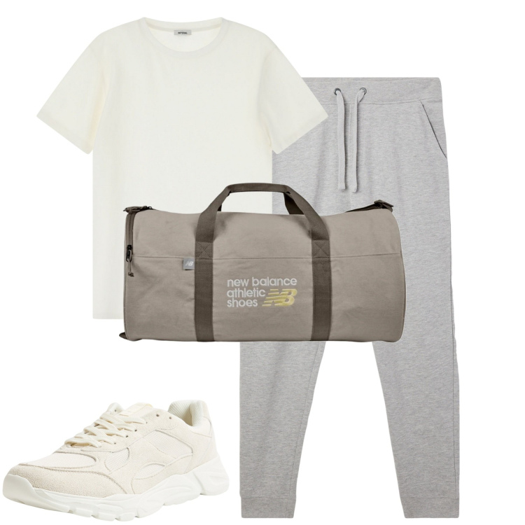 Outfit uomo - Sporty. Stile Casual per Tutti i giorni. Abbinamento con sneakers, pantaloni, borse sportive, t-shirt.