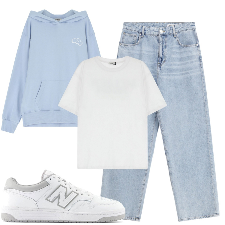 Outfit uomo - City. Stile Casual per Tutti i giorni. Abbinamento con felpe con cappuccio, jeans, t-shirt, sneakers.