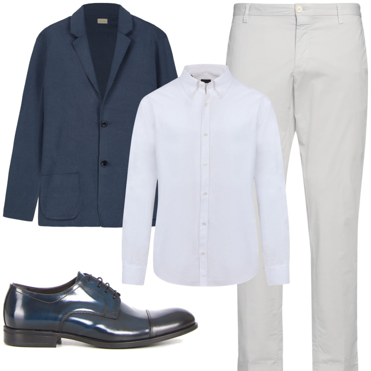 Outfit uomo - Total look #2170579. Stile Business/Elegante per Ufficio. Abbinamento con pantaloni chino, camicie, cardigans, scarpe stringate.