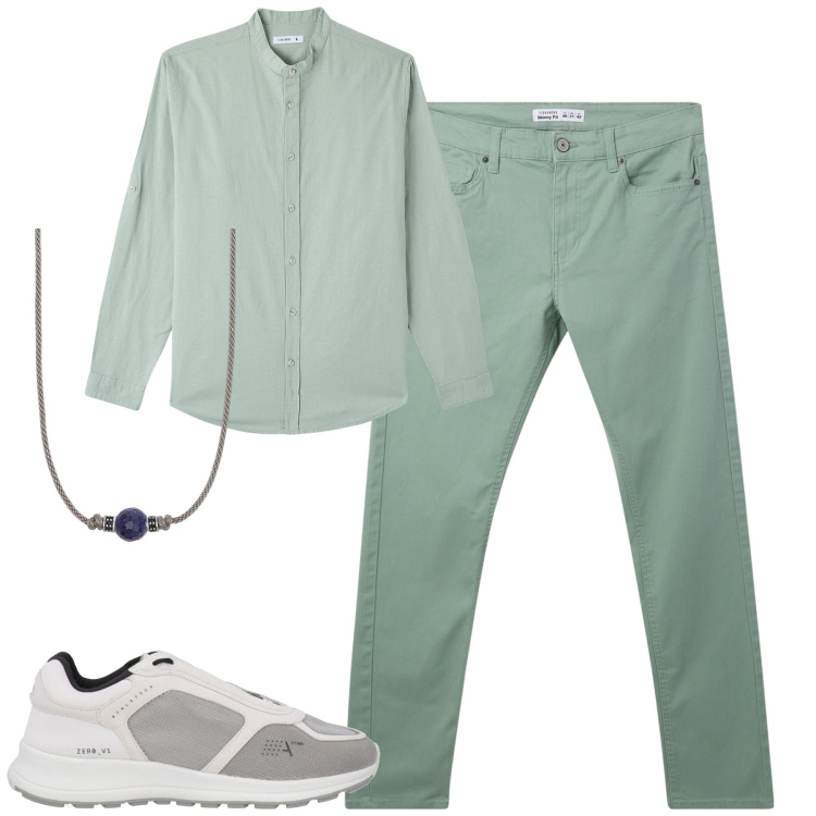 Outfit uomo - Total look #2170654. Stile Casual per Tutti i giorni. Abbinamento con sneakers, camicie, pantaloni skinny, collane.