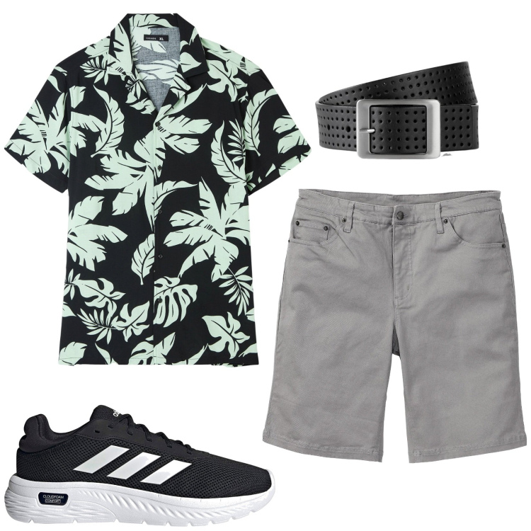 Outfit uomo - Total look #2170714. Stile Trendy per Tutti i giorni. Abbinamento con cinture, bermuda, camicie a manica corta, sneakers.