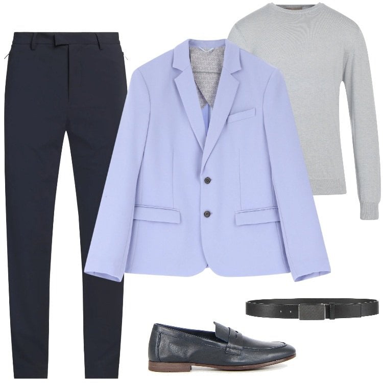 Outfit uomo - Total look #2171088. Stile Business/Elegante per Ufficio. Abbinamento con cinture, pantaloni, pullovers, giacche, scarpe stringate.