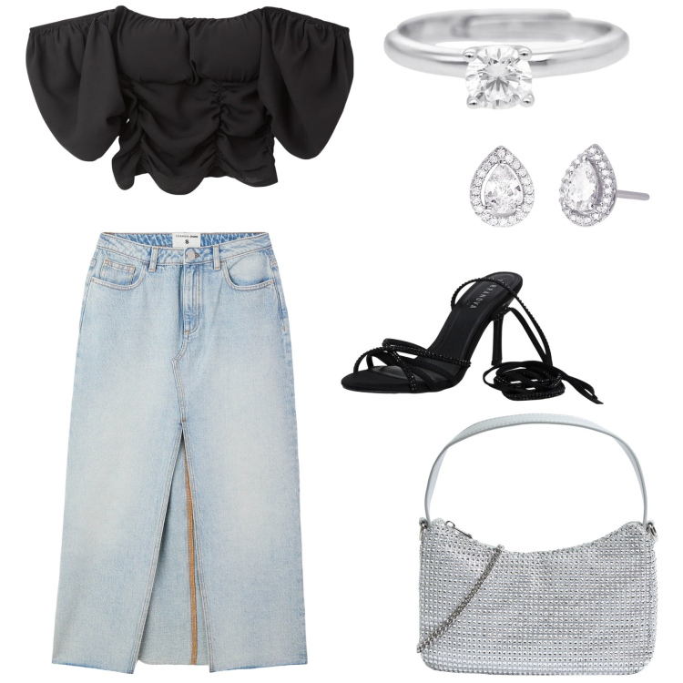 Outfit donna - Total look #2171591. Abbinamento con bluse, gonne lunghe, sandali alla schiava, borse a tracolla, orecchini, anelli.
