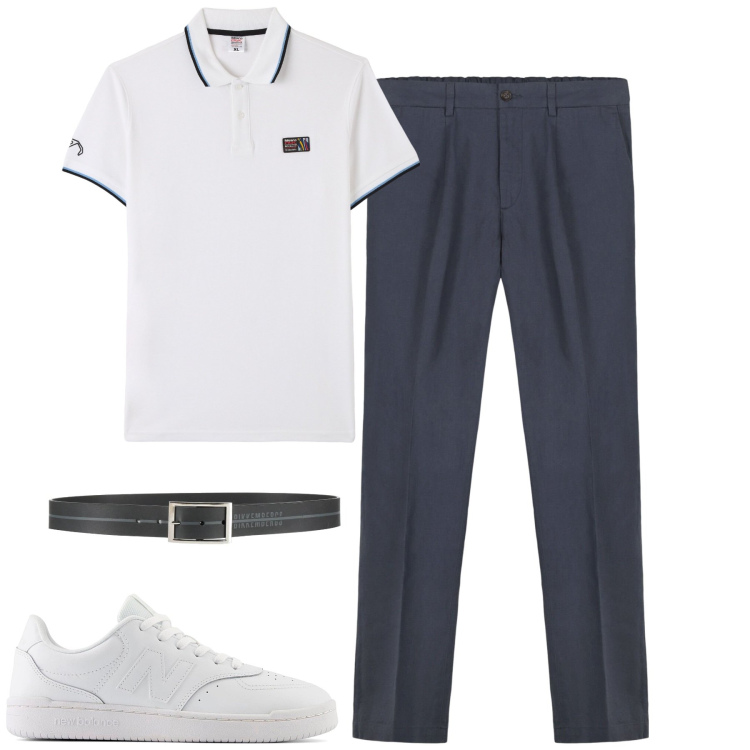 Outfit uomo - City. Stile Urban per Tutti i giorni. Abbinamento con cinture, polo, pantaloni, sneakers.