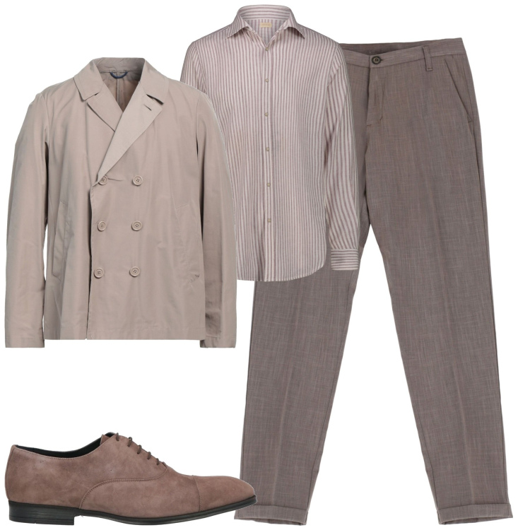 Outfit uomo - Tono su tono. Stile Urban per Tutti i giorni. Abbinamento con scarpe stringate, giacche, pantaloni chino, camicie.