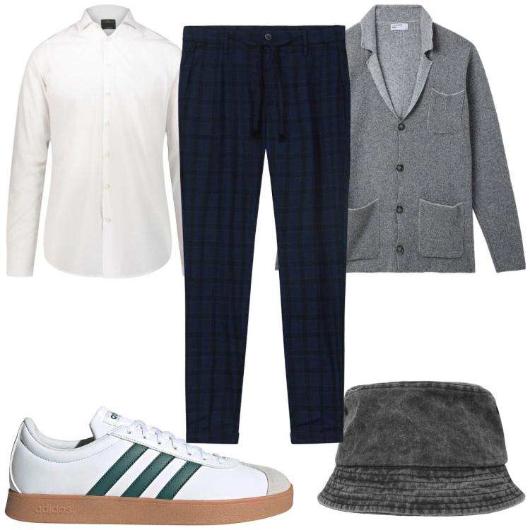 Outfit uomo - Total look #2171655. Stile Casual per Ufficio. Abbinamento con giacche, cappelli, camicie, pantaloni, sneakers.
