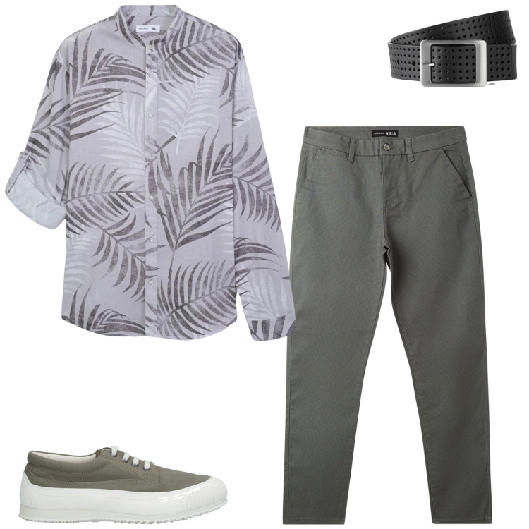 Outfit uomo - Cena con amici. Stile Urban per Serata speciale. Abbinamento con cinture, sneakers, pantaloni chino, camicie.