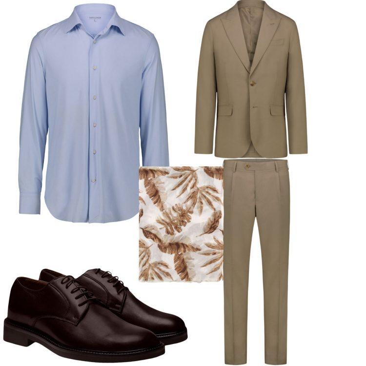 Outfit uomo - Un abito doppelganger. Stile Urban per Tutti i giorni. Abbinamento con sciarpe e foulard, scarpe stringate, camicie, abiti.