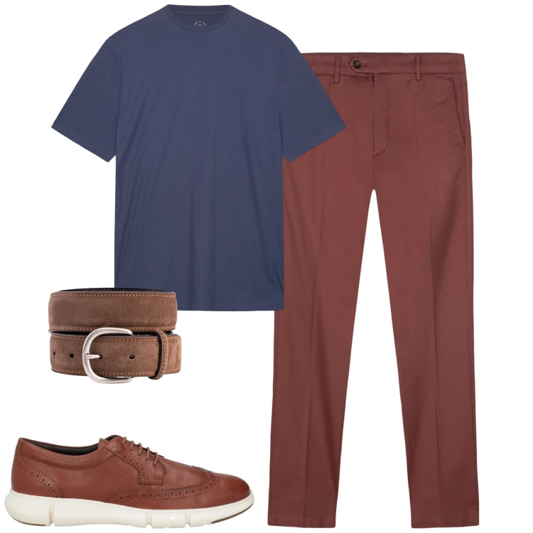 Outfit uomo - City. Stile Urban per Tutti i giorni. Abbinamento con sneakers, cinture, t-shirt, pantaloni chino.