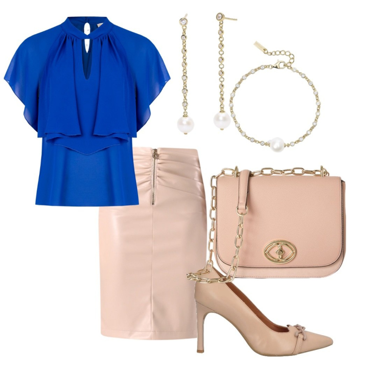 Outfit donna - Rouches per una cerimonia. Stile Bon Ton per Cerimonia. Abbinamento con décolleté, orecchini, braccialetti, gonne, bluse, borse a tracolla.