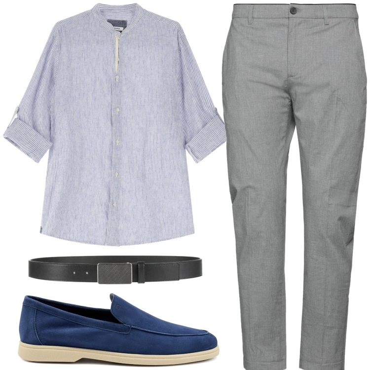 Outfit uomo - Total look #2171981. Stile Casual per Tutti i giorni. Abbinamento con pantaloni chino, cinture, camicie, scarpe stringate.