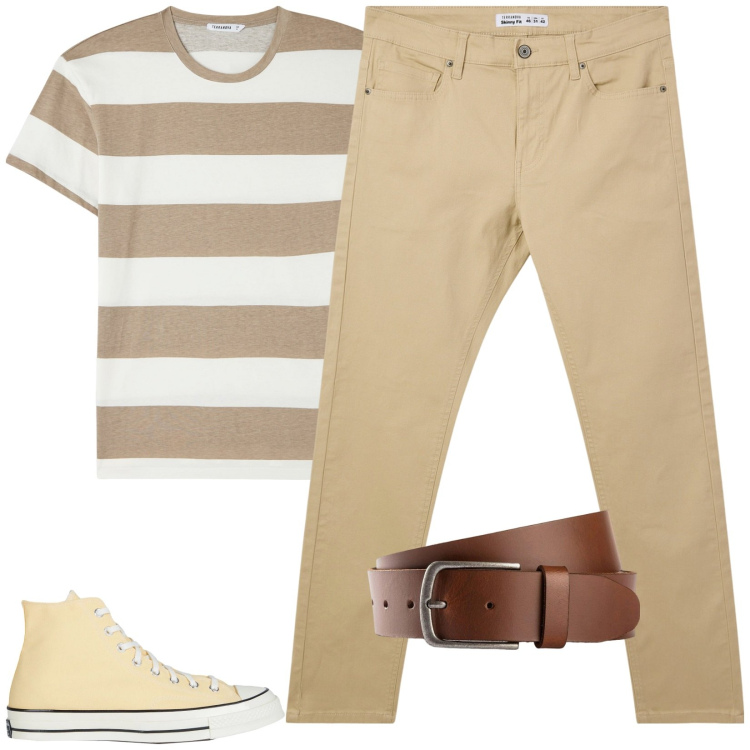 Outfit uomo - Total look #2172047. Stile Casual per Tutti i giorni. Abbinamento con cinture, sneakers alte, t-shirt, pantaloni skinny.