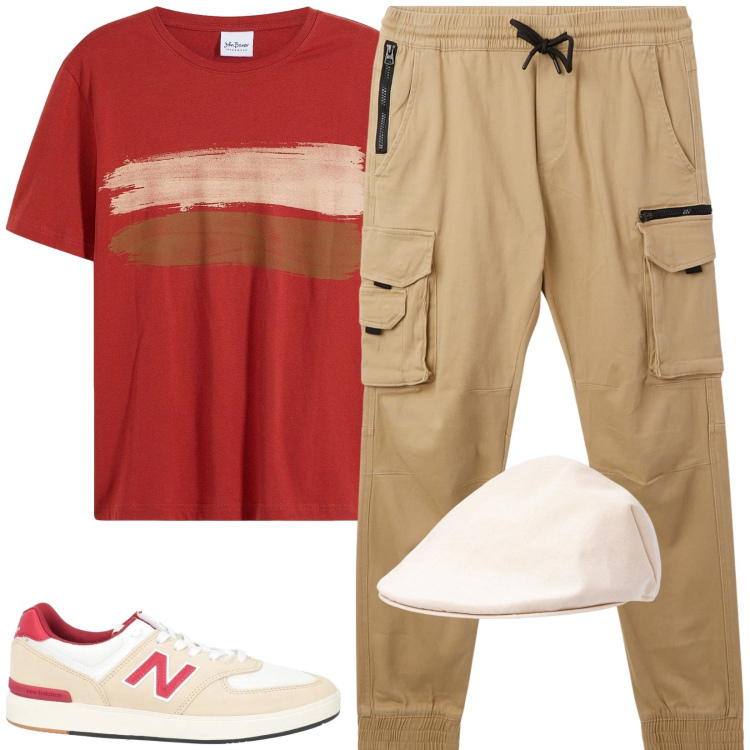 Outfit uomo - Total look #2172051. Stile Casual per Tutti i giorni. Abbinamento con t-shirt, sneakers, pantaloni cargo, cappelli e berretti.