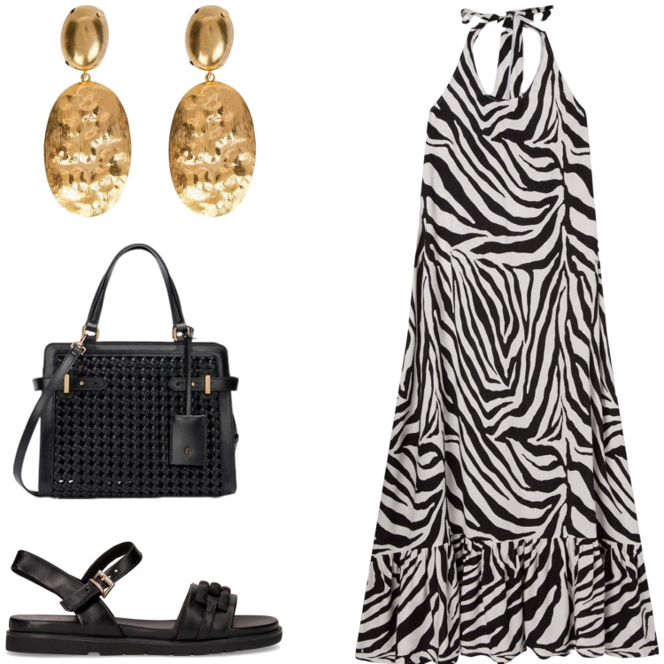 Outfit donna - Total look #2172056. Stile Glamour per Serata fuori. Abbinamento con vestiti lunghi, borse a mano, sandali, orecchini.