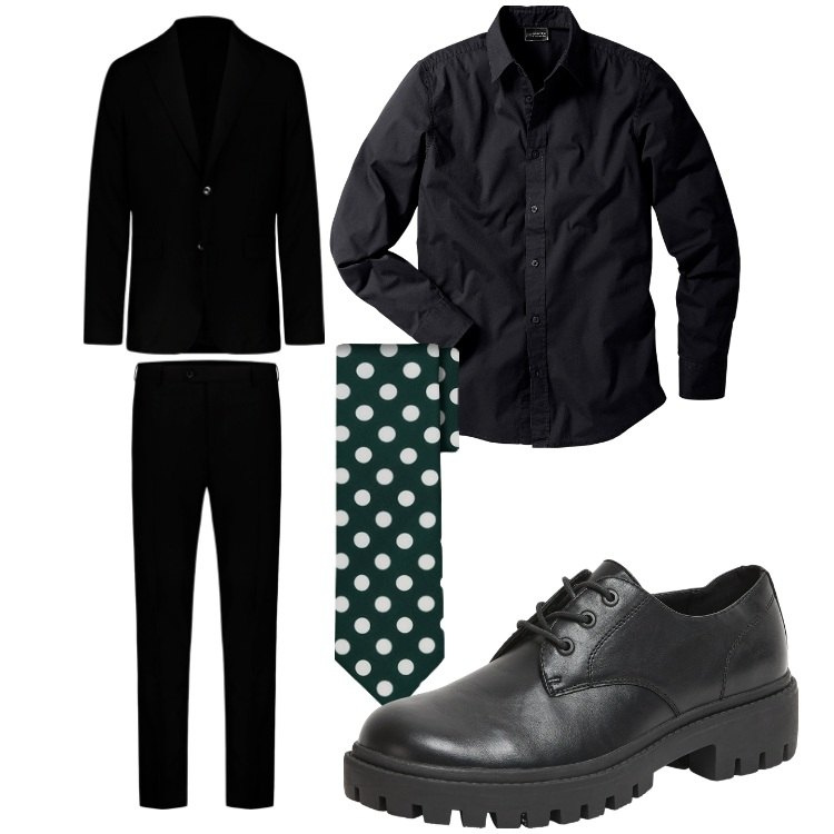 Outfit uomo - Serata fuori. Stile Business/Elegante per Ufficio. Abbinamento con camicie, scarpe stringate, cravatte, abiti.