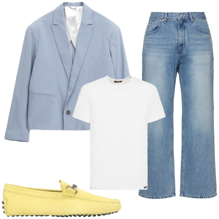 Outfit uomo - Total look #2172257. Stile Trendy per Tutti i giorni. Abbinamento con scarpe stringate, giacche, t-shirt, jeans.