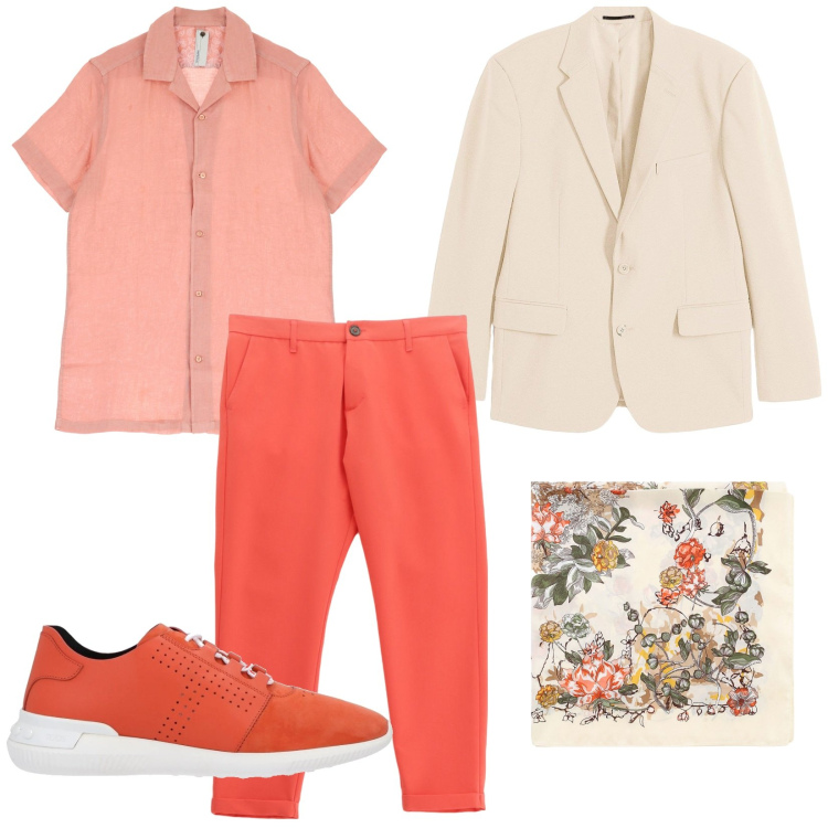 Outfit uomo - Total look #2172269. Stile Trendy per Serata speciale. Abbinamento con giacche, sneakers, camicie a manica corta, pantaloni, sciarpe e foulard.