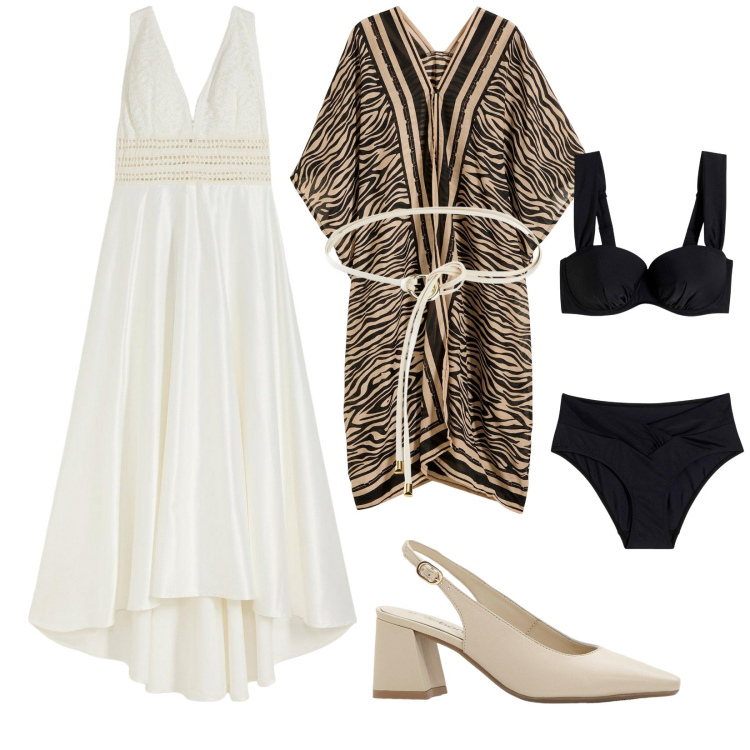 Outfit donna - Matrimonio e viaggio. Stile Romantica per Cerimonia. Abbinamento con décolleté, vestiti, bikini, vestiti da spiaggia, cinture.