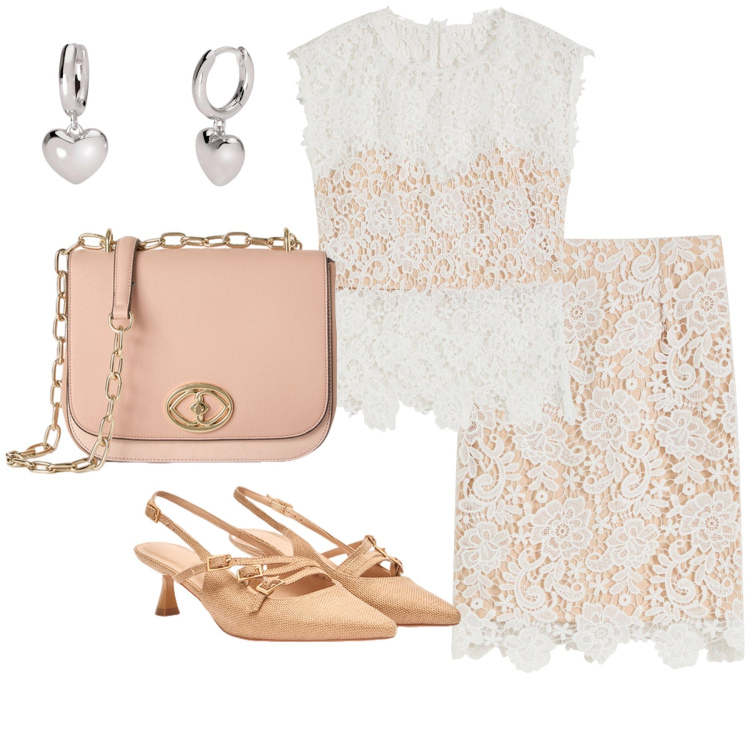 Outfit donna - Total look #2172338. Stile Chic per Serata fuori. Abbinamento con top, gonne, orecchini, borse a tracolla, décolleté.