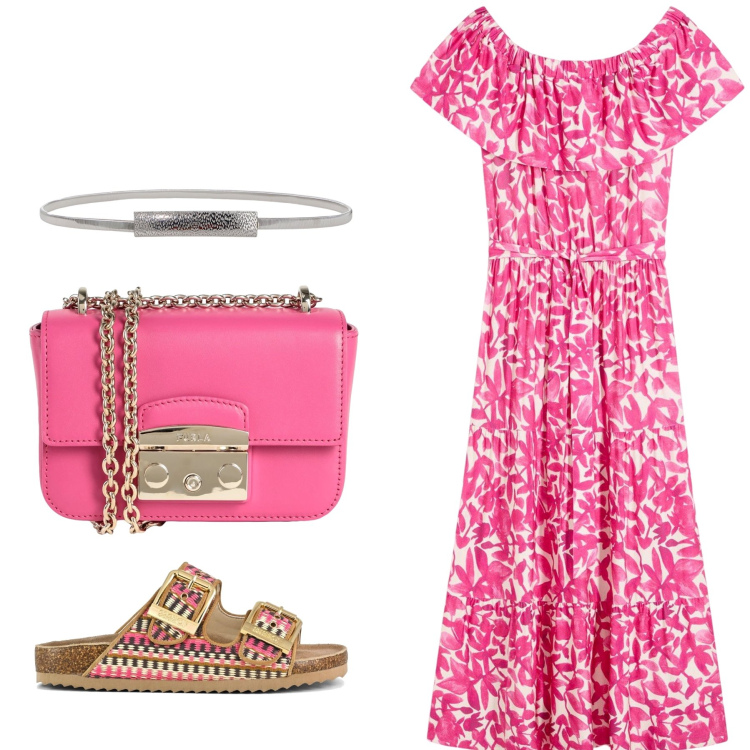 Outfit donna - Total look #2172689. Stile Boho per Tutti i giorni. Abbinamento con vestiti midi/longuette, borse a spalla, cinture, sandali.