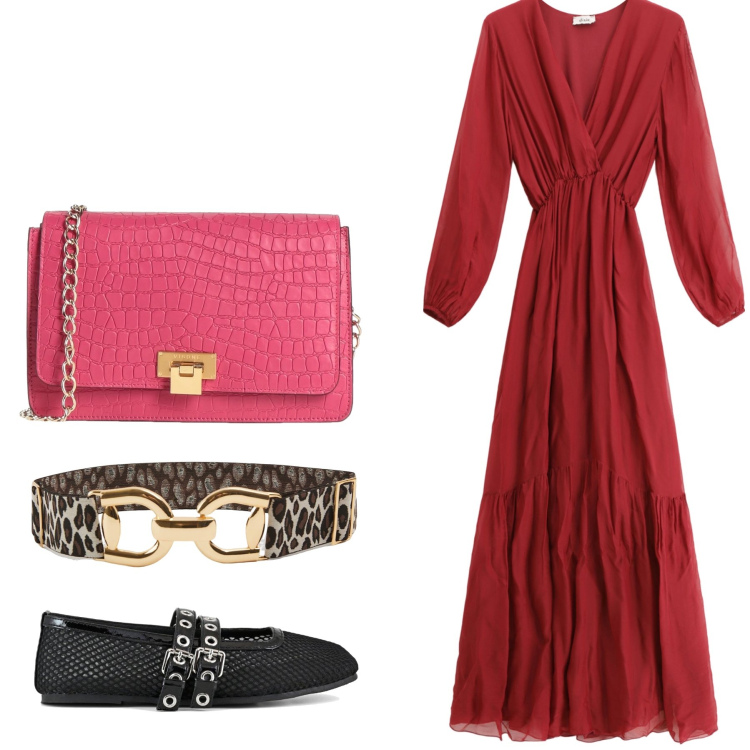 Outfit donna - Total look #2172692. Stile Boho per Serata fuori. Abbinamento con borse a tracolla, cinture, vestiti lunghi, ballerine.