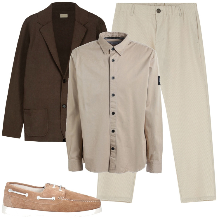 Outfit uomo - Total look #2172693. Stile Business/Elegante per Tutti i giorni. Abbinamento con scarpe stringate, camicie, pantaloni, cardigans.