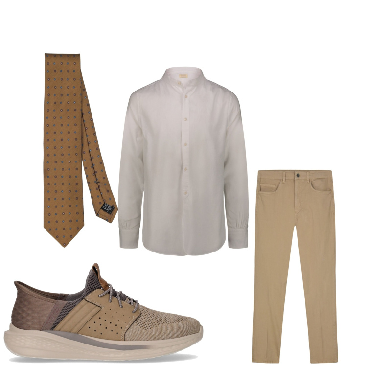 Outfit uomo - Cravatta informale. Stile Business/Elegante per Ufficio. Abbinamento con cravatte, pantaloni, camicie, sneakers.