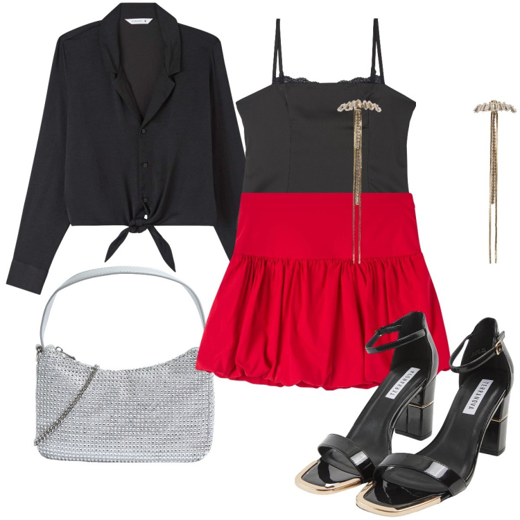 Outfit donna - Terranova - Summer Vibes. Stile Sexy per Serata fuori. Abbinamento con sabot, top, camicie, minigonne, borse a tracolla, orecchini.