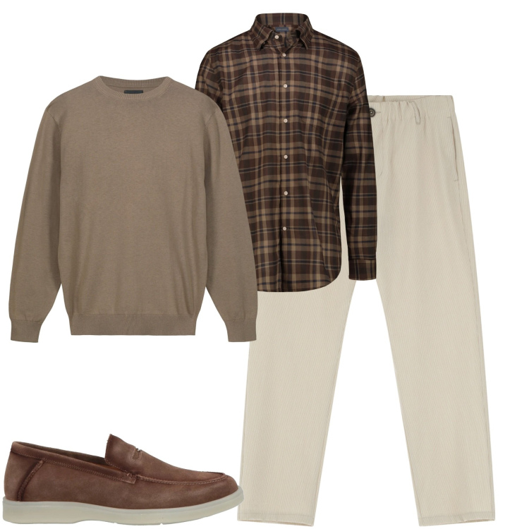 Outfit uomo - City. Stile Urban per Tutti i giorni. Abbinamento con scarpe stringate, pantaloni, maglieria, camicie.