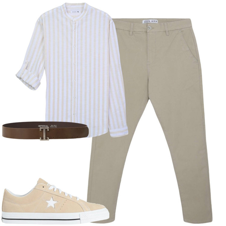 Outfit uomo - City. Stile Urban per Tutti i giorni. Abbinamento con sneakers, pantaloni chino, camicie, cinture.