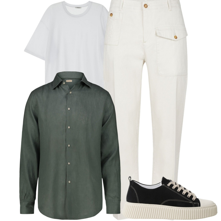 Outfit uomo - City. Stile Casual per Tutti i giorni. Abbinamento con sneakers, t-shirt, pantaloni, camicie.