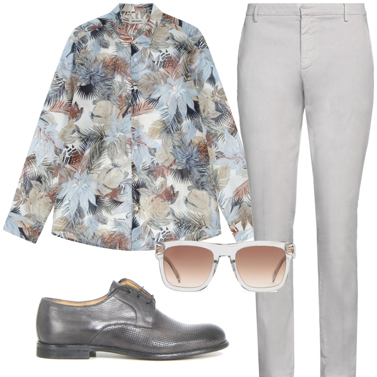 Outfit uomo - Total look #2173299. Stile Trendy per Tutti i giorni. Abbinamento con pantaloni, camicie, occhiali da sole, scarpe stringate.