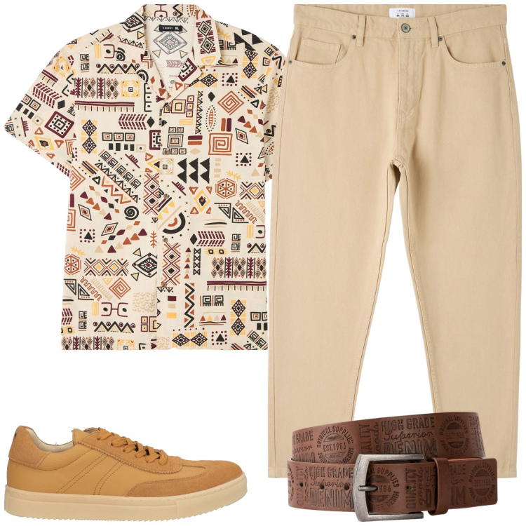 Outfit uomo - Total look #2173327. Stile Casual per Tutti i giorni. Abbinamento con cinture, sneakers, pantaloni, camicie a manica corta.