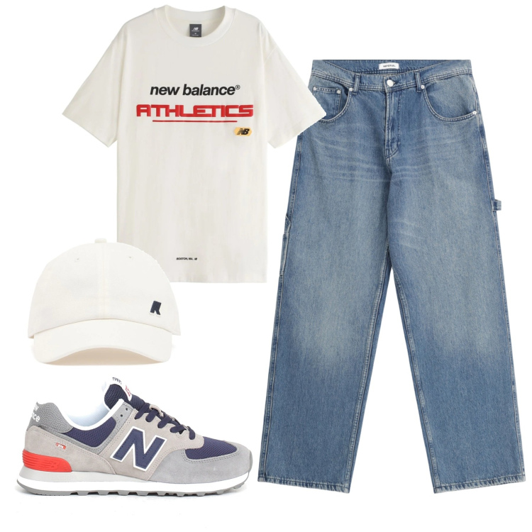 Outfit uomo - Total look #2173368. Stile Casual per Tutti i giorni. Abbinamento con t-shirt, jeans, cappelli, sneakers.