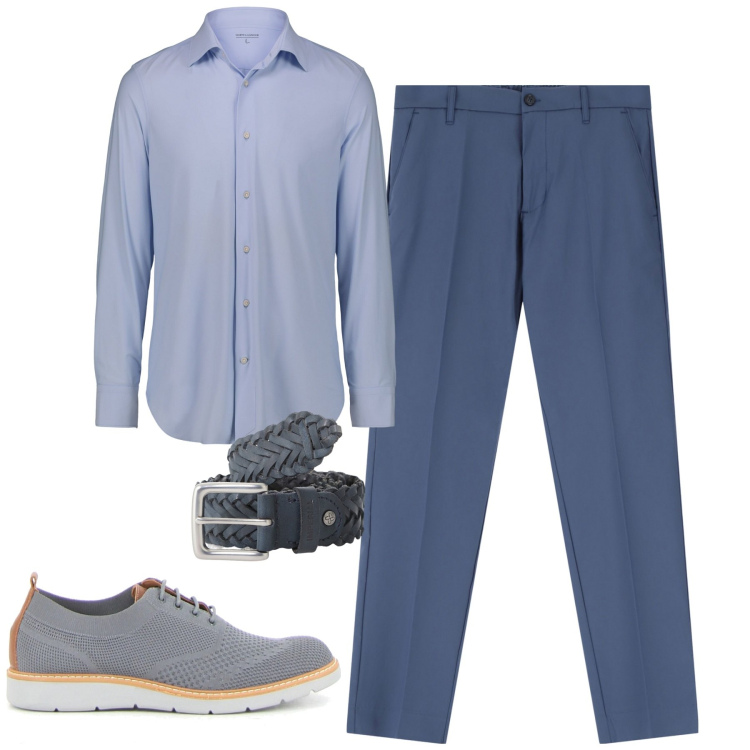 Outfit uomo - City. Stile Urban per Tutti i giorni. Abbinamento con pantaloni, cinture, camicie, scarpe stringate.