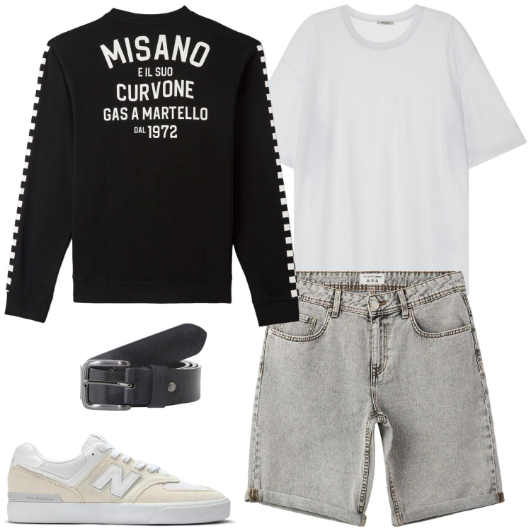 Outfit uomo - Total look #2173375. Stile Casual per Tutti i giorni. Abbinamento con felpe, bermuda, sneakers, t-shirt, cinture.