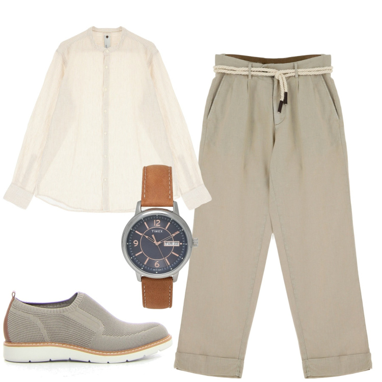 Outfit uomo - Serata. Stile Trendy per Serata speciale. Abbinamento con orologi, camicie, pantaloni chino, scarpe stringate.
