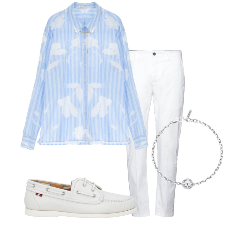 Outfit uomo - Yes i am. Stile Trendy per Serata speciale. Abbinamento con scarpe stringate, pantaloni chino, braccialetti, camicie.