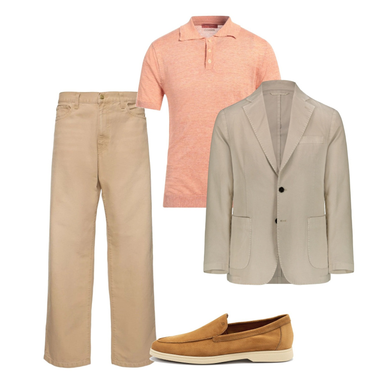 Outfit uomo - Promenade. Stile Casual per Tutti i giorni. Abbinamento con polo, giacche, pantaloni, scarpe stringate.