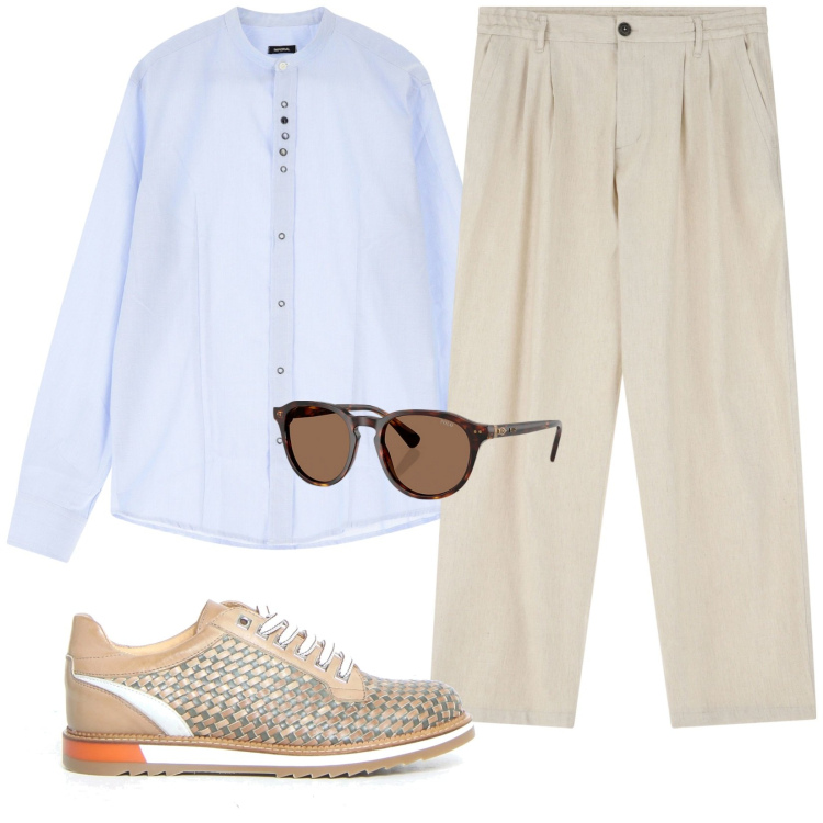 Outfit uomo - Imperial - The Art of Vacation. Stile Casual per Tutti i giorni. Abbinamento con camicie, pantaloni, occhiali da sole, scarpe stringate.