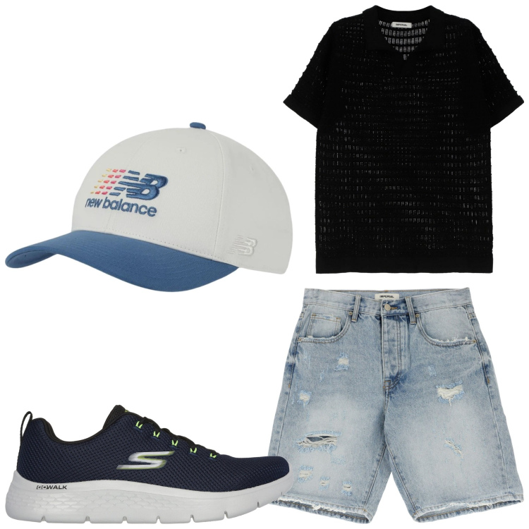 Outfit uomo - Jeans. Stile Casual per Tutti i giorni. Abbinamento con cappelli, bermuda, polo, sneakers.
