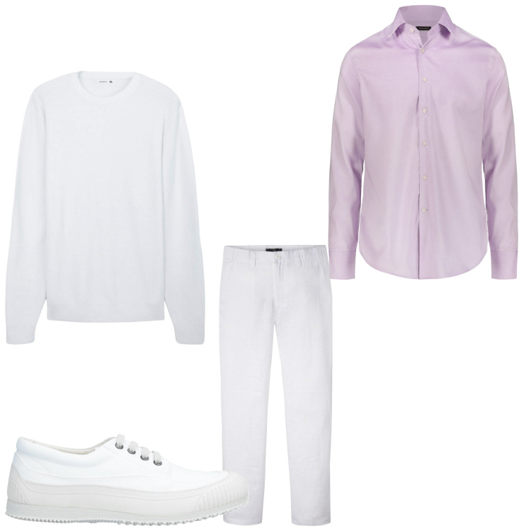 Outfit uomo - Colori tenui. Stile Business/Elegante per Serata speciale. Abbinamento con pantaloni, sneakers, maglieria, camicie.