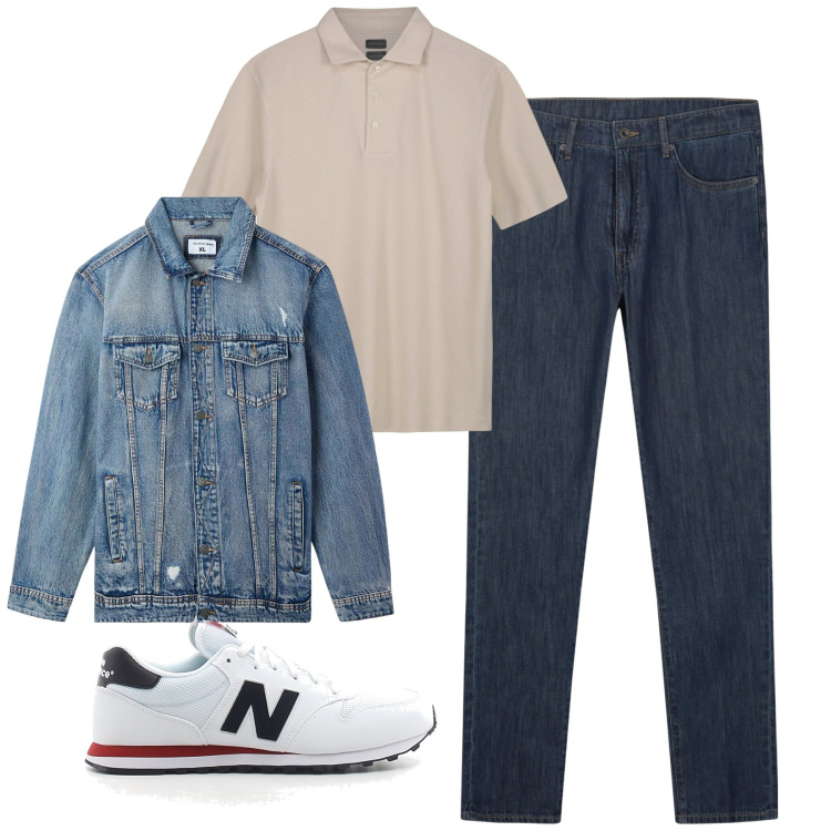 Outfit uomo - City. Stile Casual per Tutti i giorni. Abbinamento con giacche, jeans, sneakers, polo.