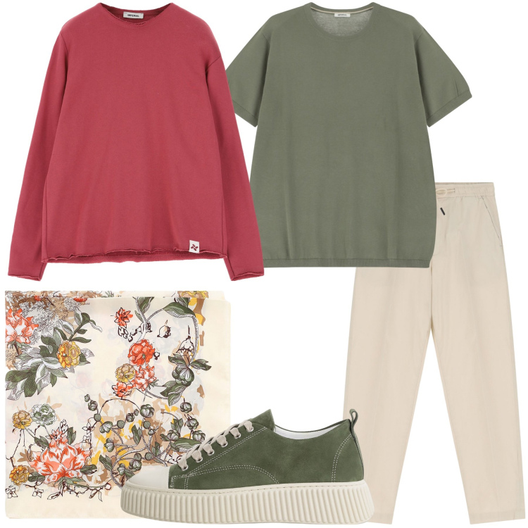 Outfit uomo - Imperial. Stile Casual per Tutti i giorni. Abbinamento con felpe, sneakers, pantaloni chino, sciarpe e foulard, t-shirt.